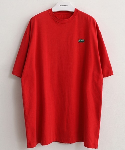 MASONPRINCE（メイソンプリンス）の「【MASONPRINCE】MSPE green sticker frayed edge T-shirt DT2173（Tシャツ/カットソー・メンズ・ホワイト/グレー/ブルー/ブラック/レッド/グリーン・L/M/S/XL）」の7枚目の写真