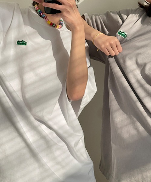 MASONPRINCE（メイソンプリンス）の「【MASONPRINCE】MSPE green sticker frayed edge T-shirt DT2173（Tシャツ/カットソー・メンズ・ホワイト/グレー/ブルー/ブラック/レッド/グリーン・L/M/S/XL）」の11枚目の写真