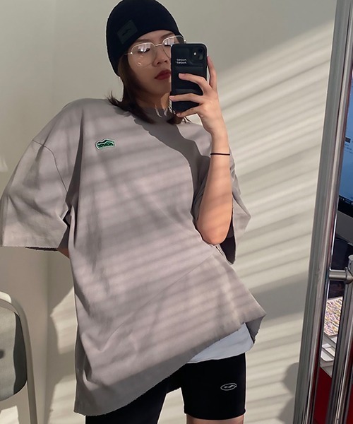 MASONPRINCE（メイソンプリンス）の「【MASONPRINCE】MSPE green sticker frayed edge T-shirt DT2173（Tシャツ/カットソー・メンズ・ホワイト/グレー/ブルー/ブラック/レッド/グリーン・L/M/S/XL）」の16枚目の写真