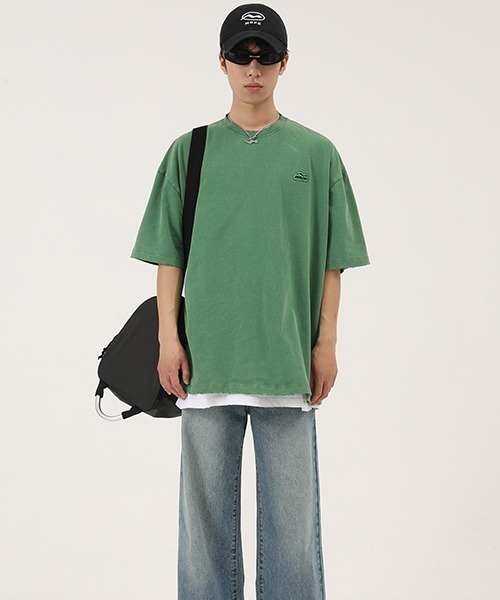MASONPRINCE（メイソンプリンス）の「【MASONPRINCE】MSPE green sticker frayed edge T-shirt DT2173（Tシャツ/カットソー・メンズ・ホワイト/グレー/ブルー/ブラック/レッド/グリーン・L/M/S/XL）」の18枚目の写真