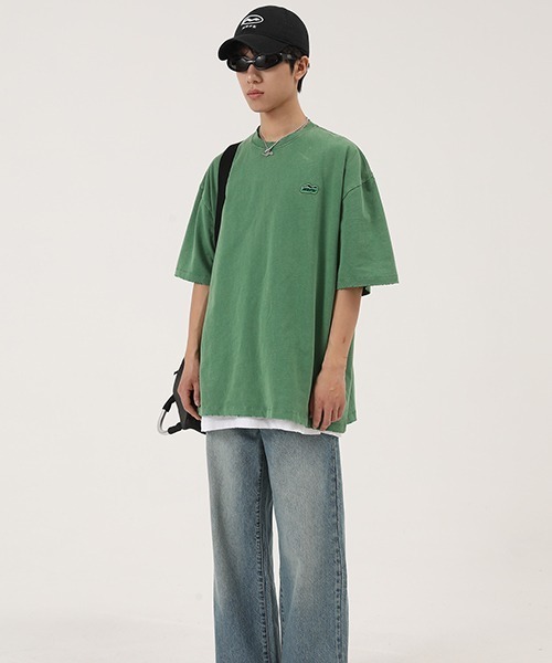 MASONPRINCE（メイソンプリンス）の「【MASONPRINCE】MSPE green sticker frayed edge T-shirt DT2173（Tシャツ/カットソー・メンズ・ホワイト/グレー/ブルー/ブラック/レッド/グリーン・L/M/S/XL）」の19枚目の写真