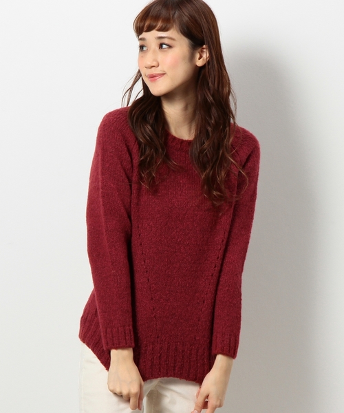 coen（コーエン）の「バルキーアイレットクルーネックニット（ニット/セーター・レディース・ベージュ/ネイビー/ワイン・MEDIUM/LARGE）」の3枚目の写真
