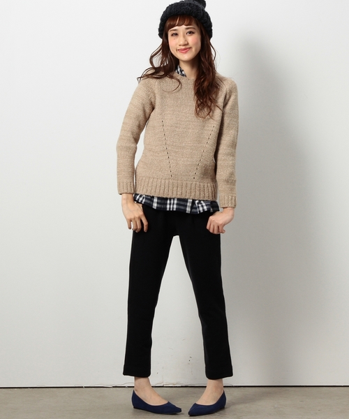 coen（コーエン）の「バルキーアイレットクルーネックニット（ニット/セーター・レディース・ベージュ/ネイビー/ワイン・MEDIUM/LARGE）」の12枚目の写真