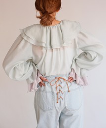 ラッフルフリル羽織りブラウス