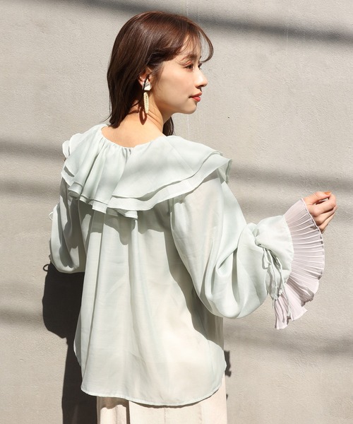 one after another NICE CLAUP（ワンアフターアナザーナイスクラップ）の「ラッフルフリル羽織りブラウス（シャツ/ブラウス・レディース・アイボリー/ブラック系その他/ミント/アニマル・FREE）」の22枚目の写真