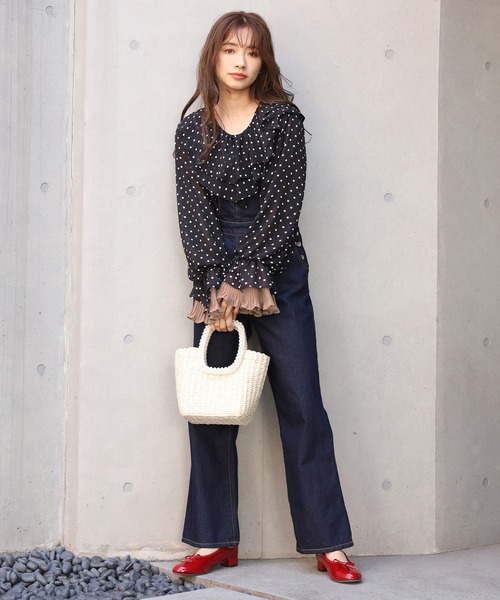 one after another NICE CLAUP（ワンアフターアナザーナイスクラップ）の「ラッフルフリル羽織りブラウス（シャツ/ブラウス・レディース・アイボリー/ブラック系その他/ミント/アニマル・FREE）」の17枚目の写真