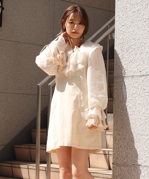 one after another NICE CLAUP（ワンアフターアナザーナイスクラップ）の「ラッフルフリル羽織りブラウス（シャツ/ブラウス・レディース・アイボリー/ブラック系その他/ミント/アニマル・FREE）」の19枚目の写真