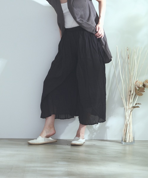 fort point（フォーポイント）の「【C-FORT POINT】インド綿　無地ワイドパンツ　パンツスカート（その他パンツ・レディース・ターコイズブルー/ネイビー/ベージュ/ブラック/ライトブルー/ブラウン/カーキ/パープル・FREE）」の13枚目の写真