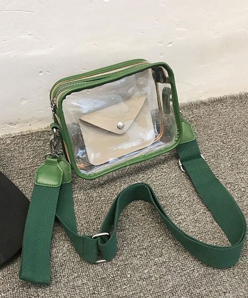 shopnikoniko（ショップニコニコ）の「ベルトショルダークリアバッグ（ショルダーバッグ・レディース・ホワイト/ブラック/ブラウン/グリーン・フリー）」の4枚目の写真