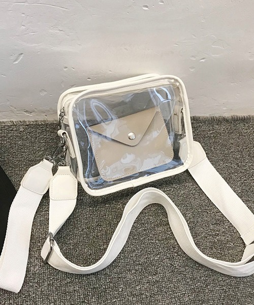 shopnikoniko（ショップニコニコ）の「ベルトショルダークリアバッグ（ショルダーバッグ・レディース・ホワイト/ブラック/ブラウン/グリーン・フリー）」の10枚目の写真