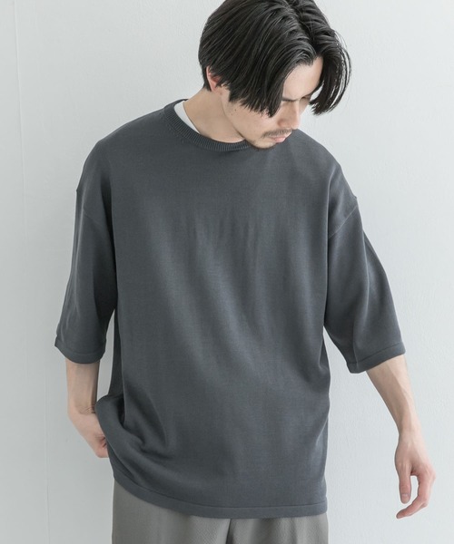 URBAN RESEARCH（アーバンリサーチ）の「ハンドウォッシャブルニットTシャツ（ニット/セーター・メンズ・ブラウン系その他/ベージュ系その他/チャコールグレー・MEDIUM/LARGE）」の2枚目の写真
