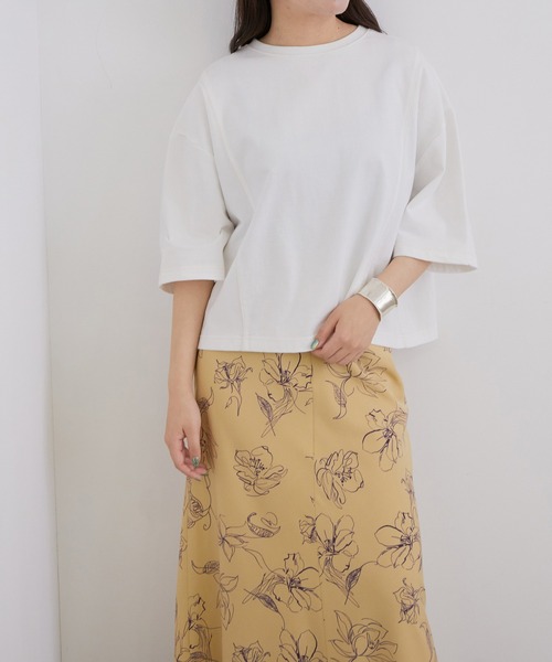 MADEMOISELLE ROPE'（マドモアゼル ロペ）の「【秋まで使える】オーバーサイズTシャツ（Tシャツ/カットソー・レディース・レンガ/グレー/オフホワイト・38）」の16枚目の写真