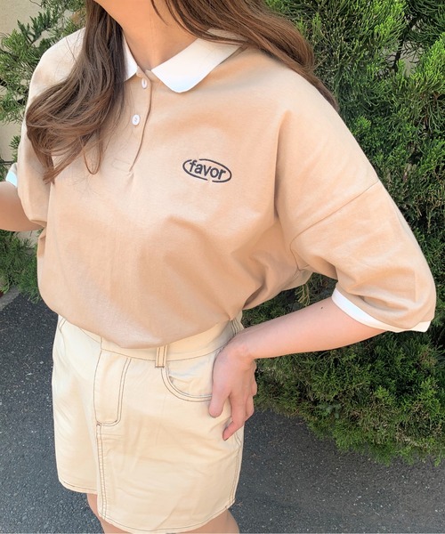 WEGO(ウィゴー)の「WEGO/ワンポイント刺繍ポロシャツ(ポロシャツ・レディース・ダークグリーン/ベージュ/ブルー系その他5/イエロー系その他6・FREE)」の1枚目の写真