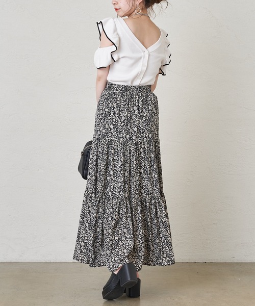 Chico（チコ）の「オープンショルダー配色リブニット（ニット/セーター・レディース・パープル/アイボリー/ピンク/ブラック/ブラウン・FREE）」の14枚目の写真