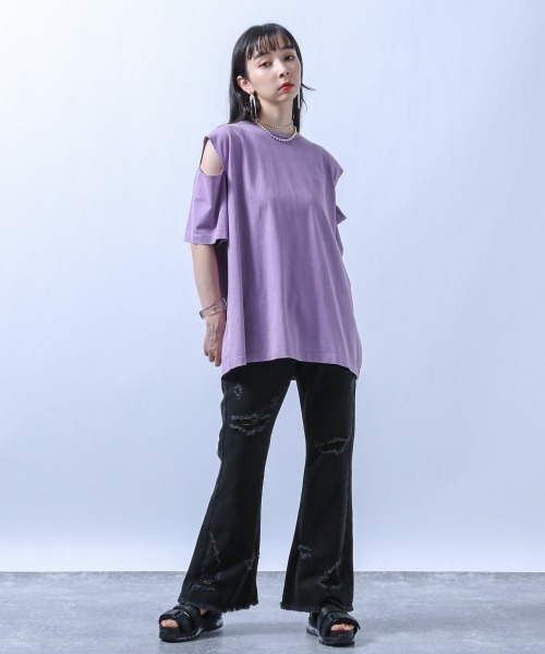 HARE（ハレ）の「クラッシュフレアデニムパンツ(HARE)（デニムパンツ・レディース・ホワイト/ブラック・S/M）」の15枚目の写真