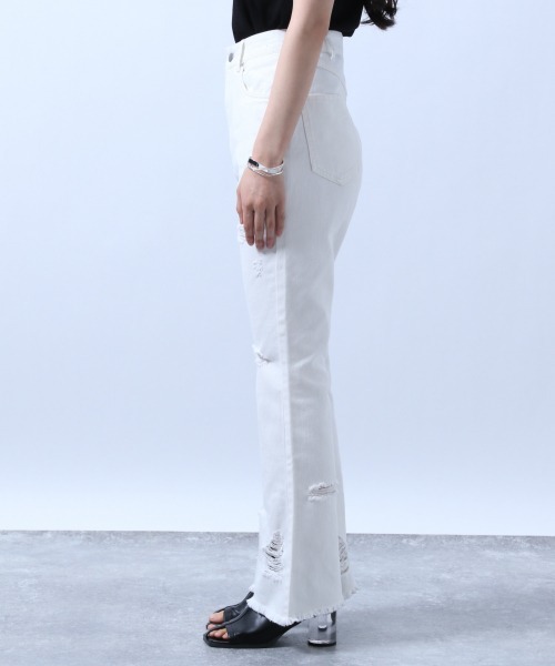 HARE（ハレ）の「クラッシュフレアデニムパンツ(HARE)（デニムパンツ・レディース・ホワイト/ブラック・S/M）」の18枚目の写真