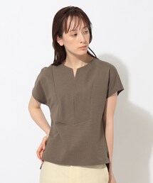 INDIVI（インディヴィ）の「◆【洗える】サッカー キーネックカットソー（Tシャツ/カットソー・レディース）」