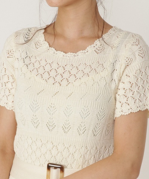 REDYAZEL(レディアゼル)の「透かし編みロングワンピース(ワンピース・レディース・ベージュ/ミント/ブラック・FREE)」の7枚目の写真