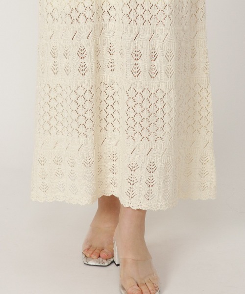 REDYAZEL(レディアゼル)の「透かし編みロングワンピース(ワンピース・レディース・ベージュ/ミント/ブラック・FREE)」の9枚目の写真