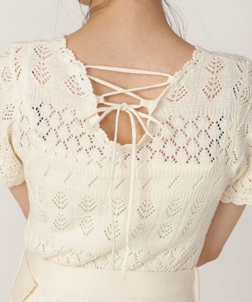 REDYAZEL(レディアゼル)の「透かし編みロングワンピース(ワンピース・レディース・ベージュ/ミント/ブラック・FREE)」の10枚目の写真