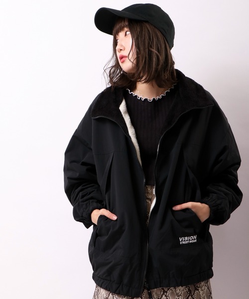 VISION STREET WEAR（ヴィジョンストリートウェア）の「VISION STREET WEAR エコファー2wayリバーシブルブルゾン（ブルゾン・メンズ・オフホワイト/ブラック/ライトグリーン・L/M/LL）」の9枚目の写真