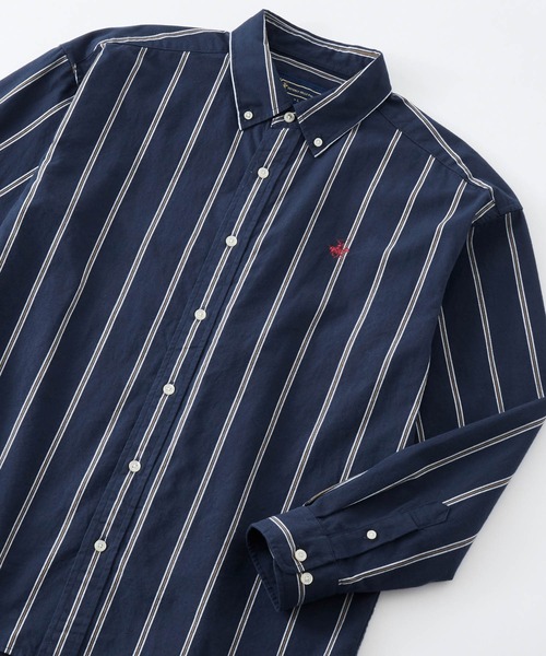 BEVERLY HILLS POLO CLUB（ビバリーヒルズポロクラブ）の「BEVERLY HILLS POLO CLUB / ビバリーヒルズポロクラブ オーバーサイズ カーボンピーチツイル ロゴ刺繍 ボタンダウン長袖シャツ（シャツ/ブラウス・メンズ・ホワイト/ライトブルー/ベージュ/ネイビー/ブラウン/サックスブルー/ベージュ系その他/スミクロ/ネイビー系1・M/L）」の9枚目の写真