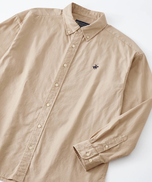 BEVERLY HILLS POLO CLUB（ビバリーヒルズポロクラブ）の「BEVERLY HILLS POLO CLUB / ビバリーヒルズポロクラブ オーバーサイズ カーボンピーチツイル ロゴ刺繍 ボタンダウン長袖シャツ（シャツ/ブラウス・メンズ・ホワイト/ライトブルー/ベージュ/ネイビー/ブラウン/サックスブルー/ベージュ系その他/スミクロ/ネイビー系1・M/L）」の5枚目の写真