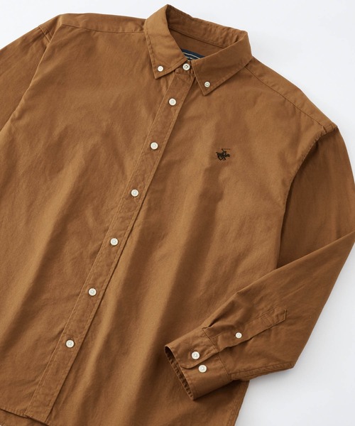 BEVERLY HILLS POLO CLUB（ビバリーヒルズポロクラブ）の「BEVERLY HILLS POLO CLUB / ビバリーヒルズポロクラブ オーバーサイズ カーボンピーチツイル ロゴ刺繍 ボタンダウン長袖シャツ（シャツ/ブラウス・メンズ・ホワイト/ライトブルー/ベージュ/ネイビー/ブラウン/サックスブルー/ベージュ系その他/スミクロ/ネイビー系1・M/L）」の4枚目の写真