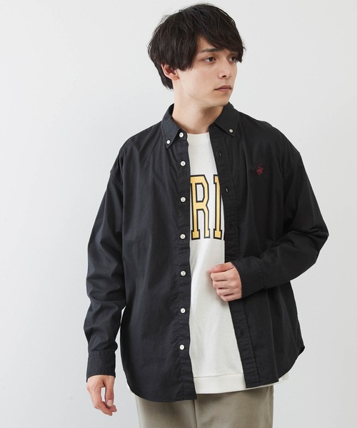 BEVERLY HILLS POLO CLUB（ビバリーヒルズポロクラブ）の「BEVERLY HILLS POLO CLUB / ビバリーヒルズポロクラブ オーバーサイズ カーボンピーチツイル ロゴ刺繍 ボタンダウン長袖シャツ（シャツ/ブラウス・メンズ・ホワイト/ライトブルー/ベージュ/ネイビー/ブラウン/サックスブルー/ベージュ系その他/スミクロ/ネイビー系1・M/L）」の20枚目の写真