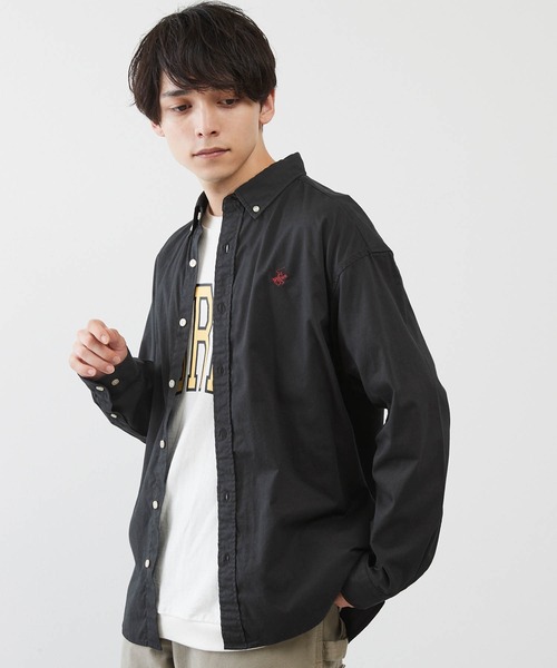 BEVERLY HILLS POLO CLUB（ビバリーヒルズポロクラブ）の「BEVERLY HILLS POLO CLUB / ビバリーヒルズポロクラブ オーバーサイズ カーボンピーチツイル ロゴ刺繍 ボタンダウン長袖シャツ（シャツ/ブラウス・メンズ・ホワイト/ライトブルー/ベージュ/ネイビー/ブラウン/サックスブルー/ベージュ系その他/スミクロ/ネイビー系1・M/L）」の21枚目の写真