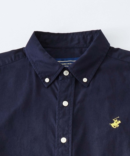 BEVERLY HILLS POLO CLUB（ビバリーヒルズポロクラブ）の「BEVERLY HILLS POLO CLUB / ビバリーヒルズポロクラブ オーバーサイズ カーボンピーチツイル ロゴ刺繍 ボタンダウン長袖シャツ（シャツ/ブラウス・メンズ・ホワイト/ライトブルー/ベージュ/ネイビー/ブラウン/サックスブルー/ベージュ系その他/スミクロ/ネイビー系1・M/L）」の12枚目の写真