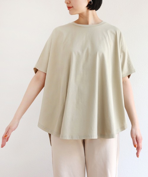 andme(アンドミー)の「コットン天竺オーバーサイズTシャツ トップス(Tシャツ/カットソー・レディース・チャコールグレー/オフホワイト/オリーブ・M)」の12枚目の写真