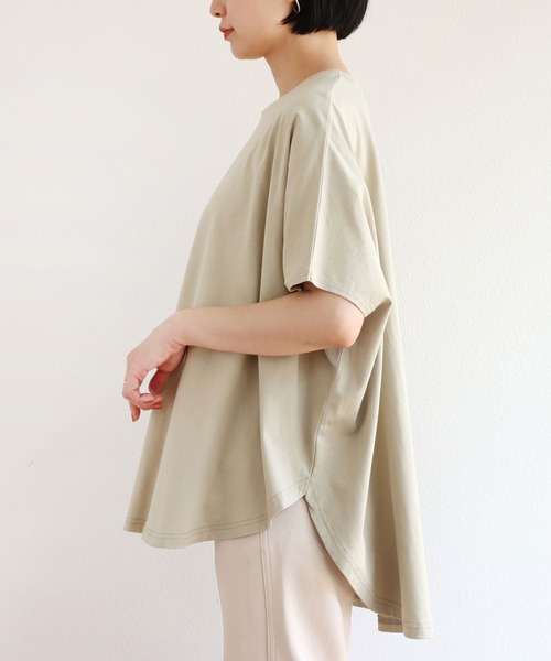 andme(アンドミー)の「コットン天竺オーバーサイズTシャツ トップス(Tシャツ/カットソー・レディース・チャコールグレー/オフホワイト/オリーブ・M)」の21枚目の写真