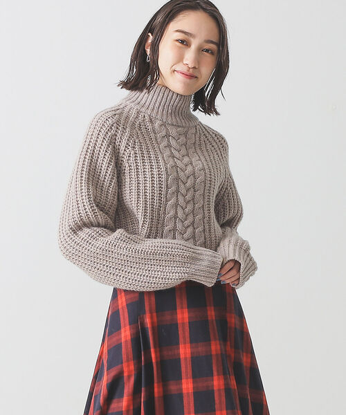 BEAMS LIGHTS(ビームスライツ)の「BEAMS LIGHTS / 3ゲージ モンゴルウール タートルネック ニット(ニット/セーター・レディース・チャコールグレー/ライトグレー・ONE SIZE)」の3枚目の写真