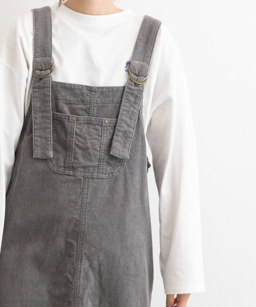 POU DOU DOU（プードゥドゥ）の「コーデュロイフロントポケットジャンスカ（ワンピース・レディース・ライトグレー/アイボリー/ミント/ブラウン・3）」の9枚目の写真