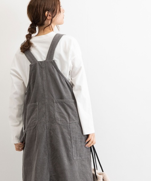 POU DOU DOU（プードゥドゥ）の「コーデュロイフロントポケットジャンスカ（ワンピース・レディース・ライトグレー/アイボリー/ミント/ブラウン・3）」の10枚目の写真