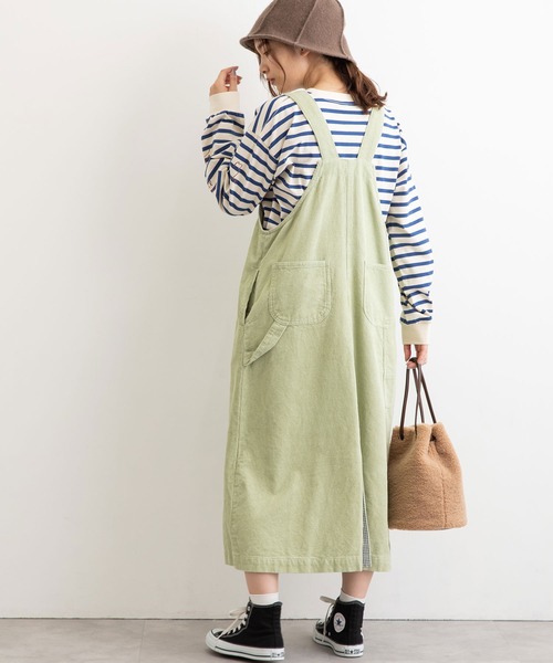 POU DOU DOU（プードゥドゥ）の「コーデュロイフロントポケットジャンスカ（ワンピース・レディース・ライトグレー/アイボリー/ミント/ブラウン・3）」の15枚目の写真