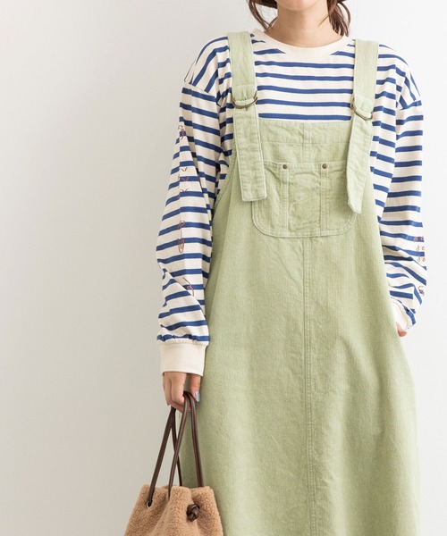 POU DOU DOU（プードゥドゥ）の「コーデュロイフロントポケットジャンスカ（ワンピース・レディース・ライトグレー/アイボリー/ミント/ブラウン・3）」の17枚目の写真