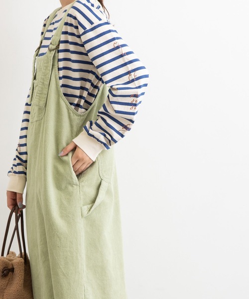 POU DOU DOU（プードゥドゥ）の「コーデュロイフロントポケットジャンスカ（ワンピース・レディース・ライトグレー/アイボリー/ミント/ブラウン・3）」の18枚目の写真