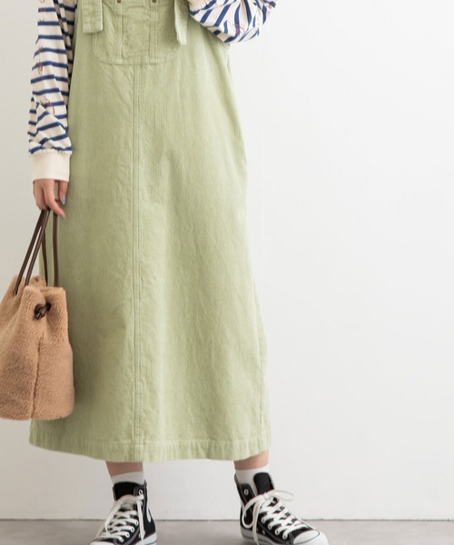 POU DOU DOU（プードゥドゥ）の「コーデュロイフロントポケットジャンスカ（ワンピース・レディース・ライトグレー/アイボリー/ミント/ブラウン・3）」の21枚目の写真