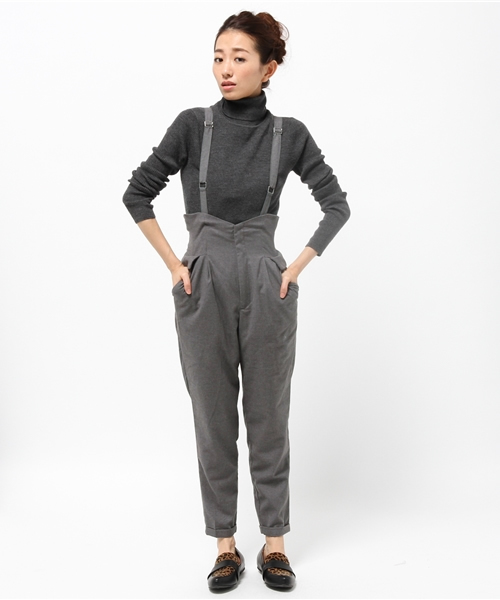 DISCOAT（ディスコート）の「【Discoat】S～L展開　起毛サス付ハイウエストテーパードパンツ（その他パンツ・レディース・ブラック/グレー・LARGE/SMALL/MEDIUM）」の2枚目の写真