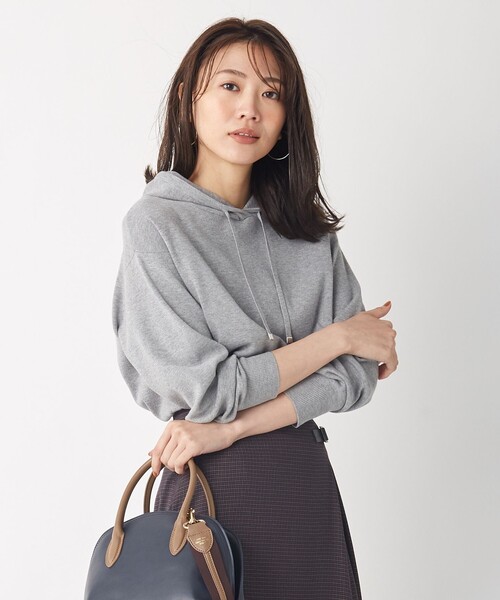 J.PRESS Ladies(J.プレス レディス)の「【洗える】KATE ニット パーカー(パーカー・レディース・ライトグレー系/ベージュ系/ワイン系/スモーキーグリーン系・SMALL)」の3枚目の写真