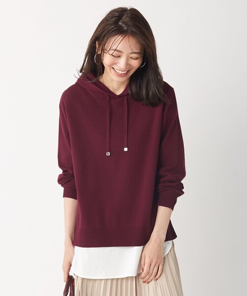 J.PRESS Ladies(J.プレス レディス)の「【洗える】KATE ニット パーカー(パーカー・レディース・ライトグレー系/ベージュ系/ワイン系/スモーキーグリーン系・SMALL)」の2枚目の写真