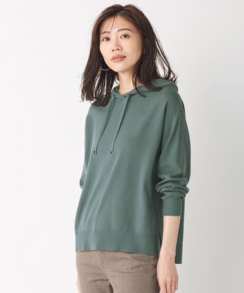 J.PRESS Ladies(J.プレス レディス)の「【洗える】KATE ニット パーカー(パーカー・レディース・ライトグレー系/ベージュ系/ワイン系/スモーキーグリーン系・SMALL)」の1枚目の写真