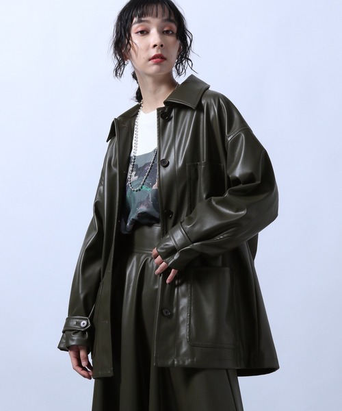 HARE - HARE リバーシブルシンセティックレザーボアブルゾン HARE（ハレ）の「2WAYシンセティックレザーハーフコート(HARE