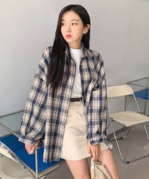 A'GEM/9 × .kom『muah muah/ムーアムーア』MUAH OVERFIT CHECK SHIRT/オーバーサイズチェックシャツ