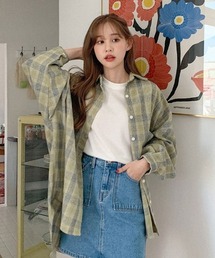 A'GEM/9 × .kom『muah muah/ムーアムーア』MUAH OVERFIT CHECK SHIRT/オーバーサイズチェックシャツ