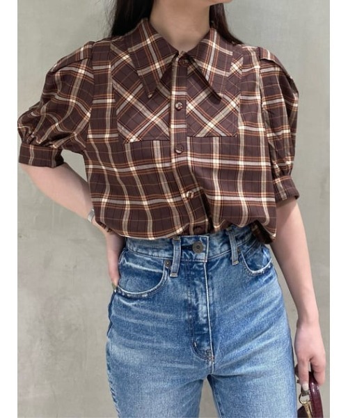 MOUSSY（マウジー）の「PUFF SLEEVE CHECK シャツ（シャツ