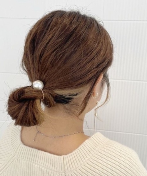 flower(フラワー)の「パールポイントヘアゴム(ヘアゴム・レディース・アイボリー/シルバー・FREE)」の5枚目の写真