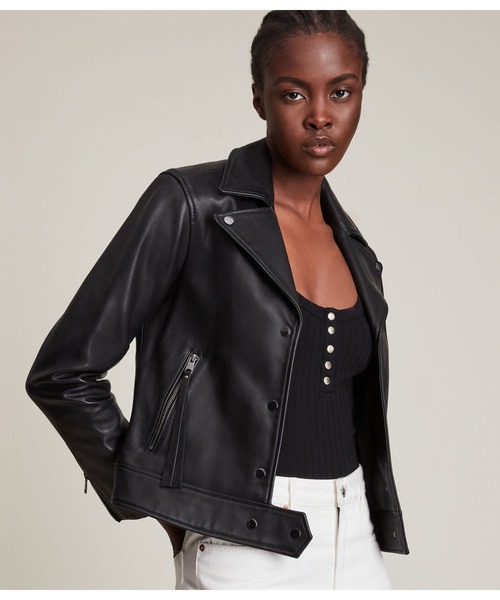 ALLSAINTS ライダース レザージャケット ベルト ブラック UK6 ALLSAINTS ライダース レザージャケット ベルト ブラック UK6